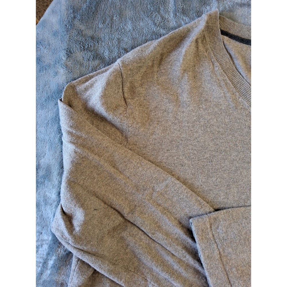 Eddie Bauer Mens TXL‎ V-Neck Sweater Cotton Merino Wool Blend Heather Tan Brown - Picture 4 of 12